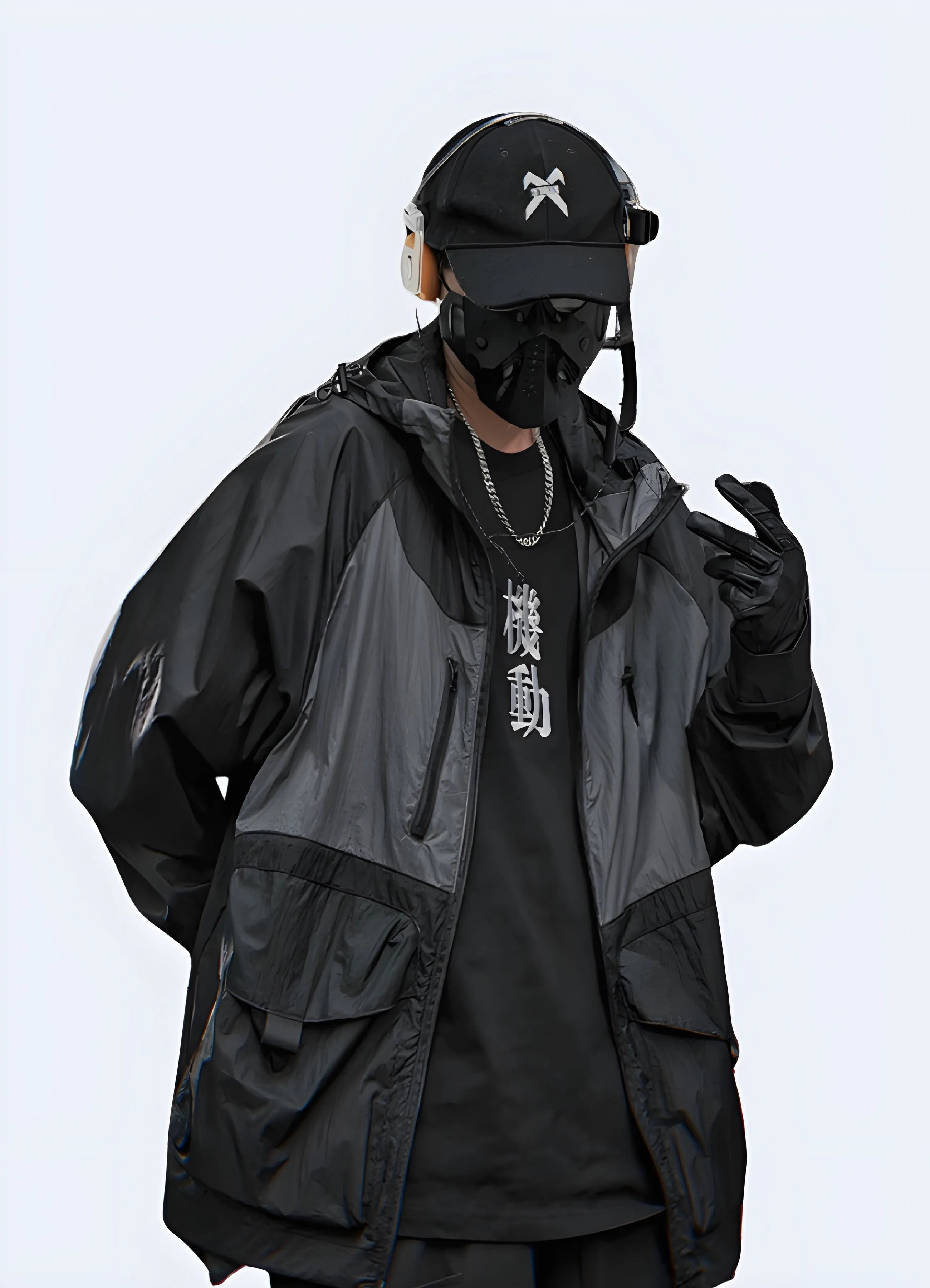 Black Gorpcore Rain Jacket