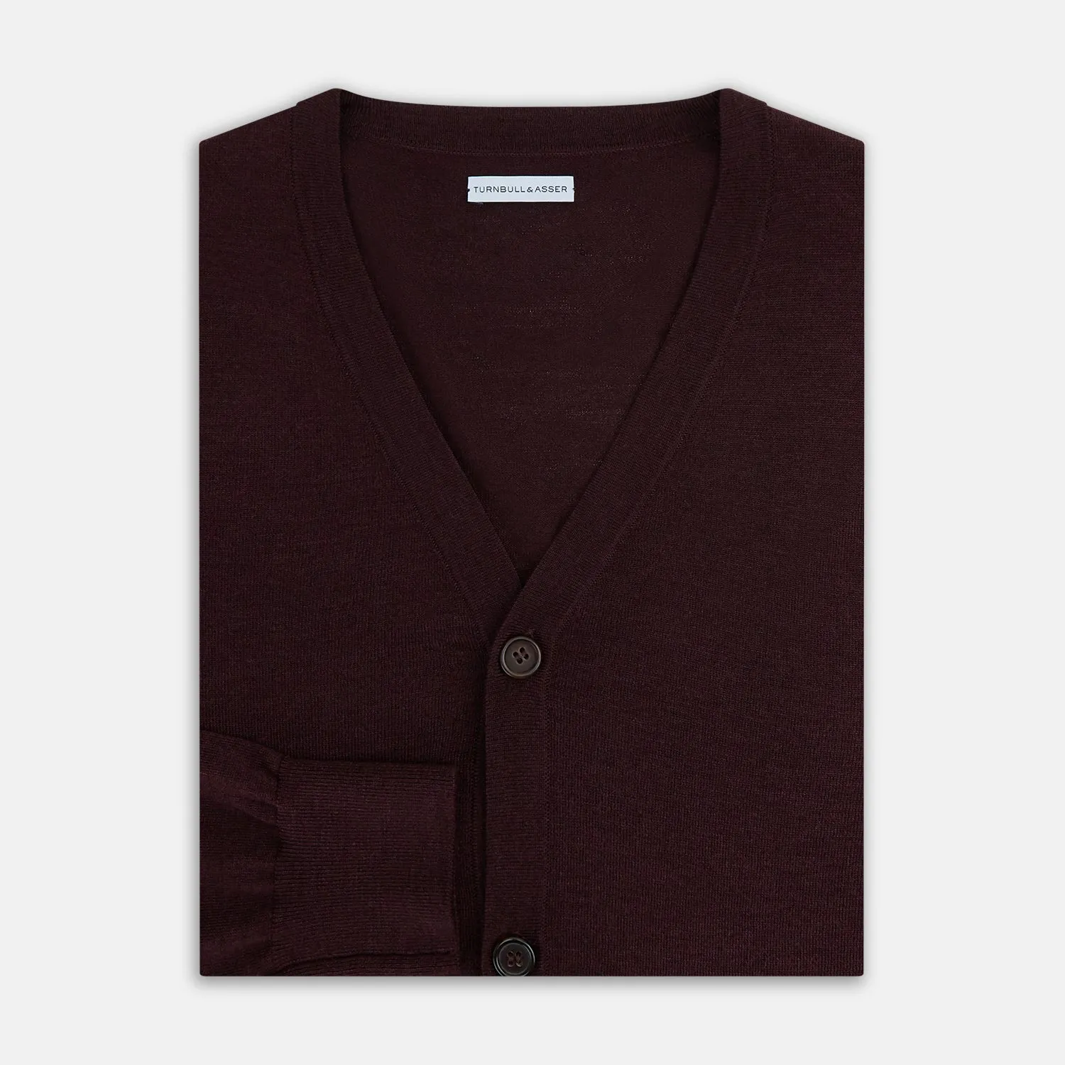 Burgundy Fine Merino V-Neck Cardigan