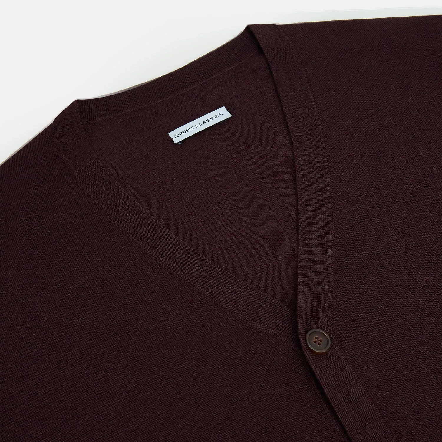 Burgundy Fine Merino V-Neck Cardigan