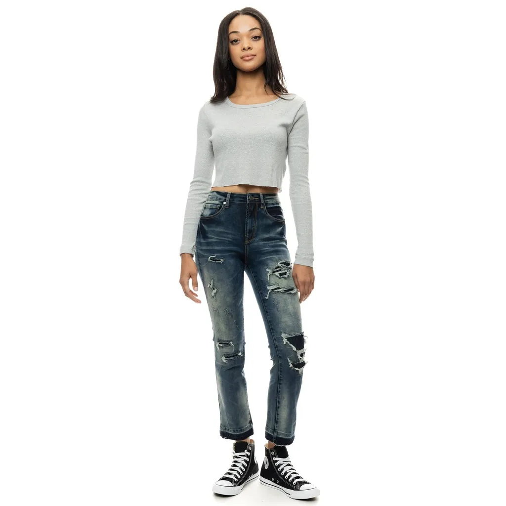 High Rise Super Skinny Heavy Ripoff Jeans - Rio Blue