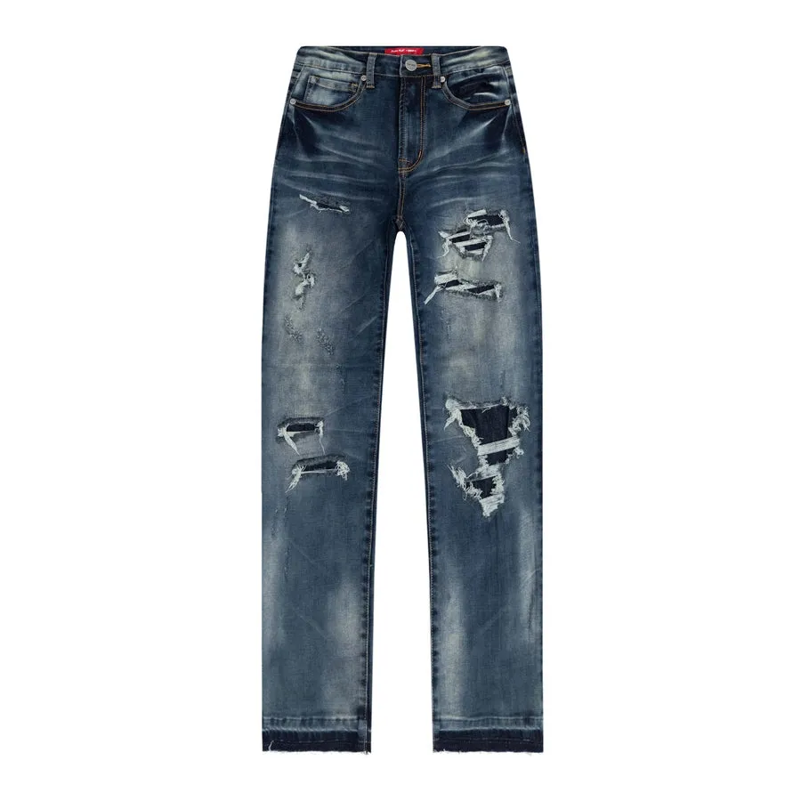 High Rise Super Skinny Heavy Ripoff Jeans - Rio Blue
