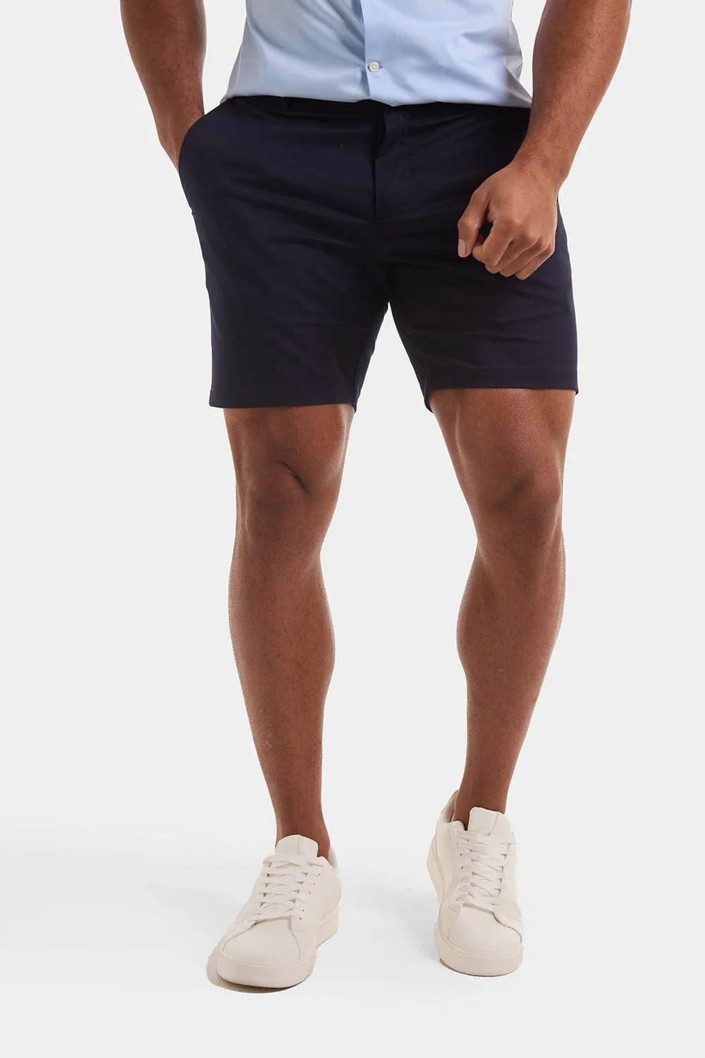 Muscle Fit Chino Shorts in Navy