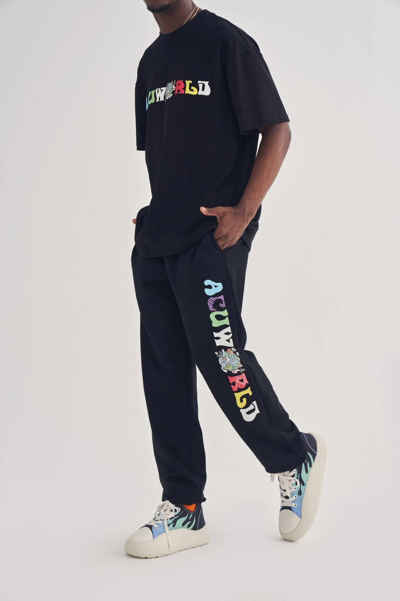 PUNWORLD FLEECE SWEATPANTS BLACK