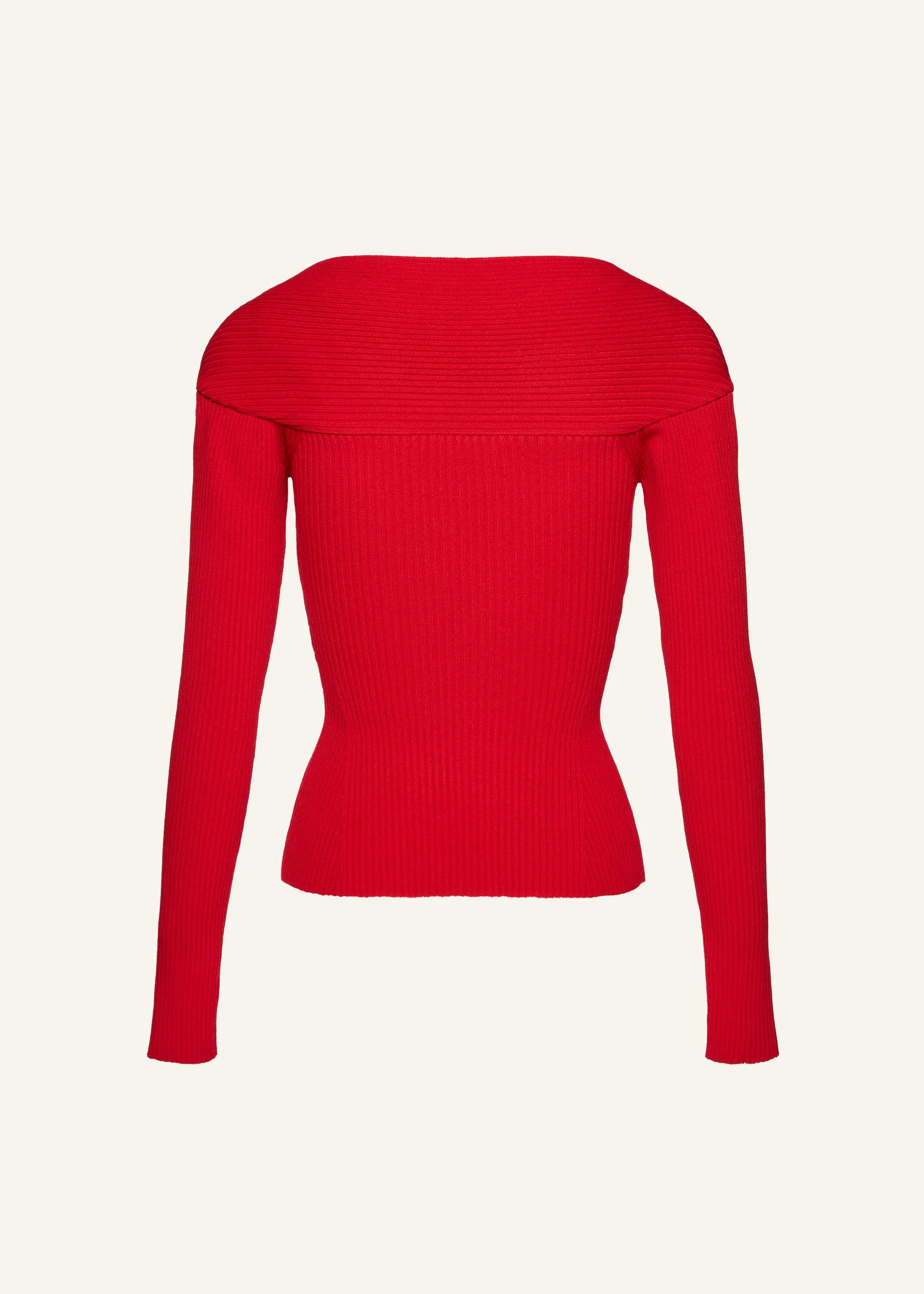Rib-knit bustier top in red